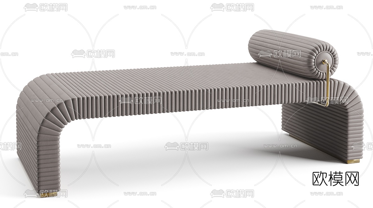 简欧床尾凳脚踏3d模型下载（渲染图2）