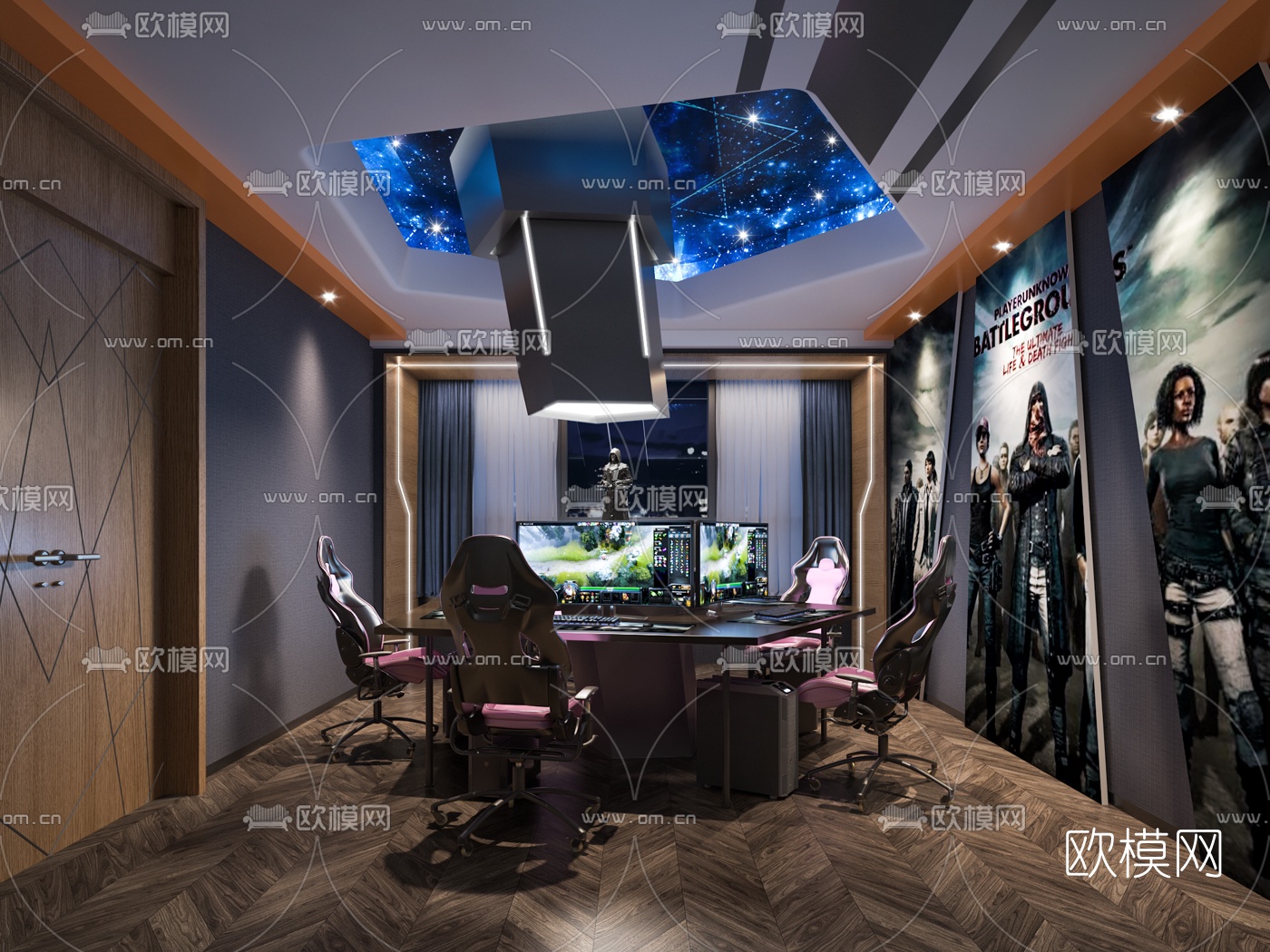 现代网咖包间3d模型