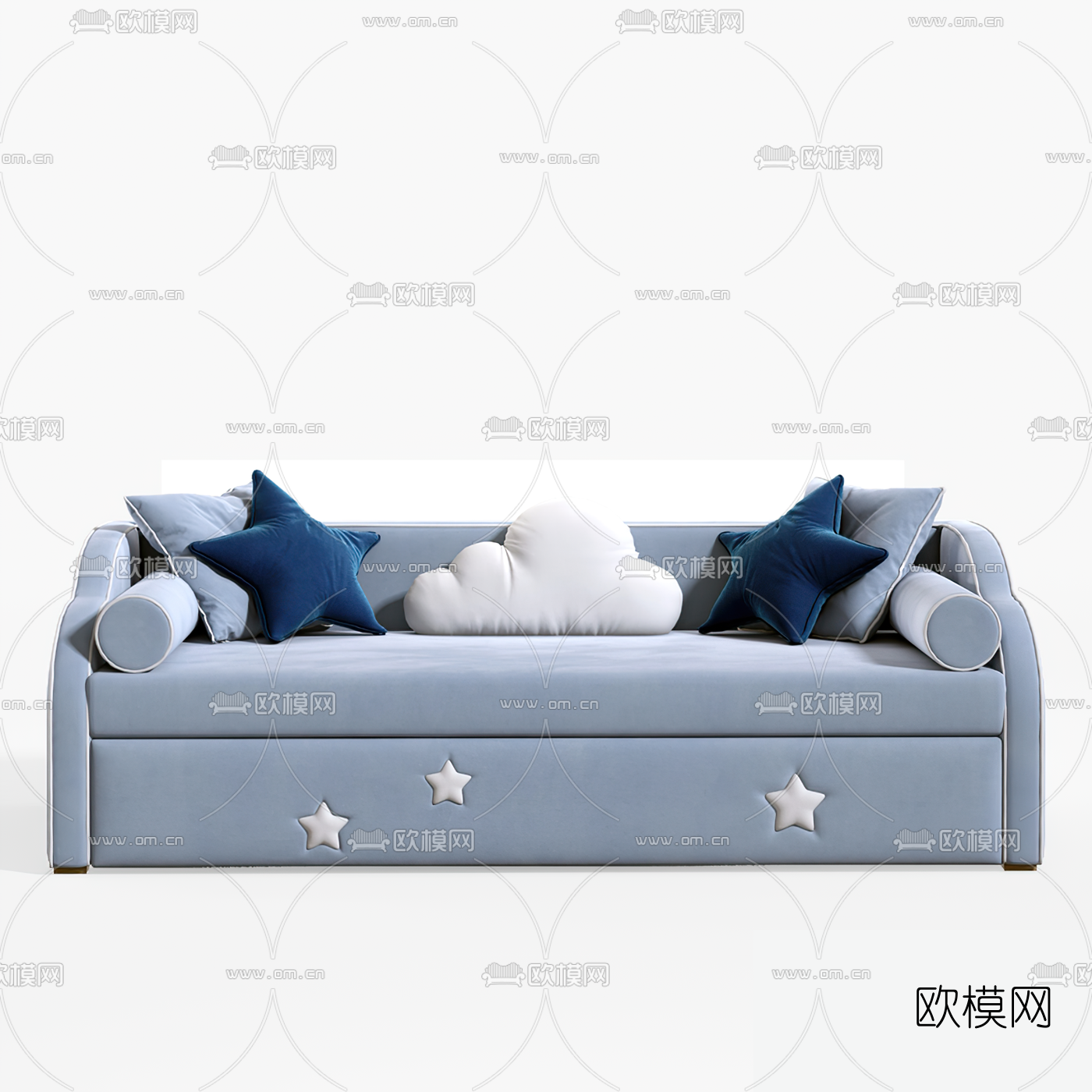 现代布艺儿童沙发3d模型下载（渲染图2）