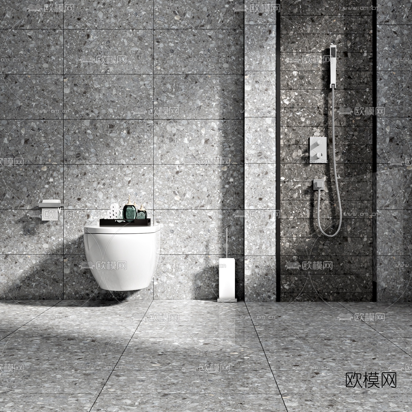 现代淋浴花洒马桶3d模型下载