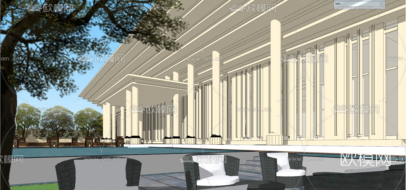 中式园林景观大门su模型下载（渲染图5）