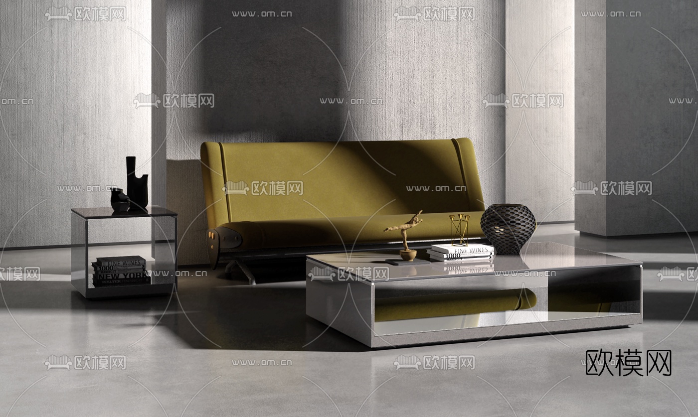 意大利Acerbis品牌 现代布艺双人沙发3d模型下载（渲染图1）