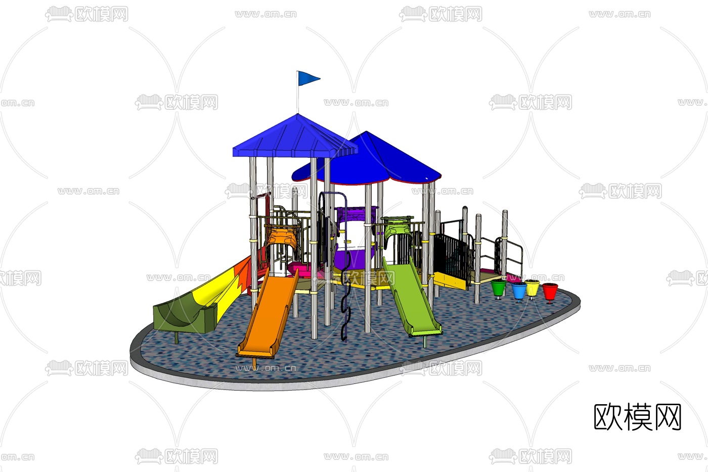 现代滑梯游乐设备免费su模型下载