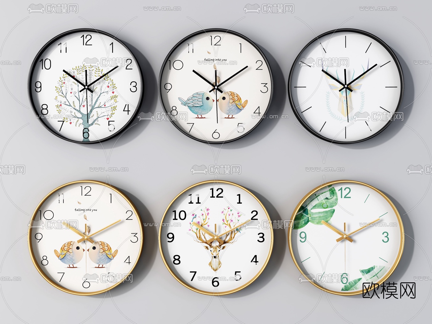 现代钟表挂钟3d模型下载