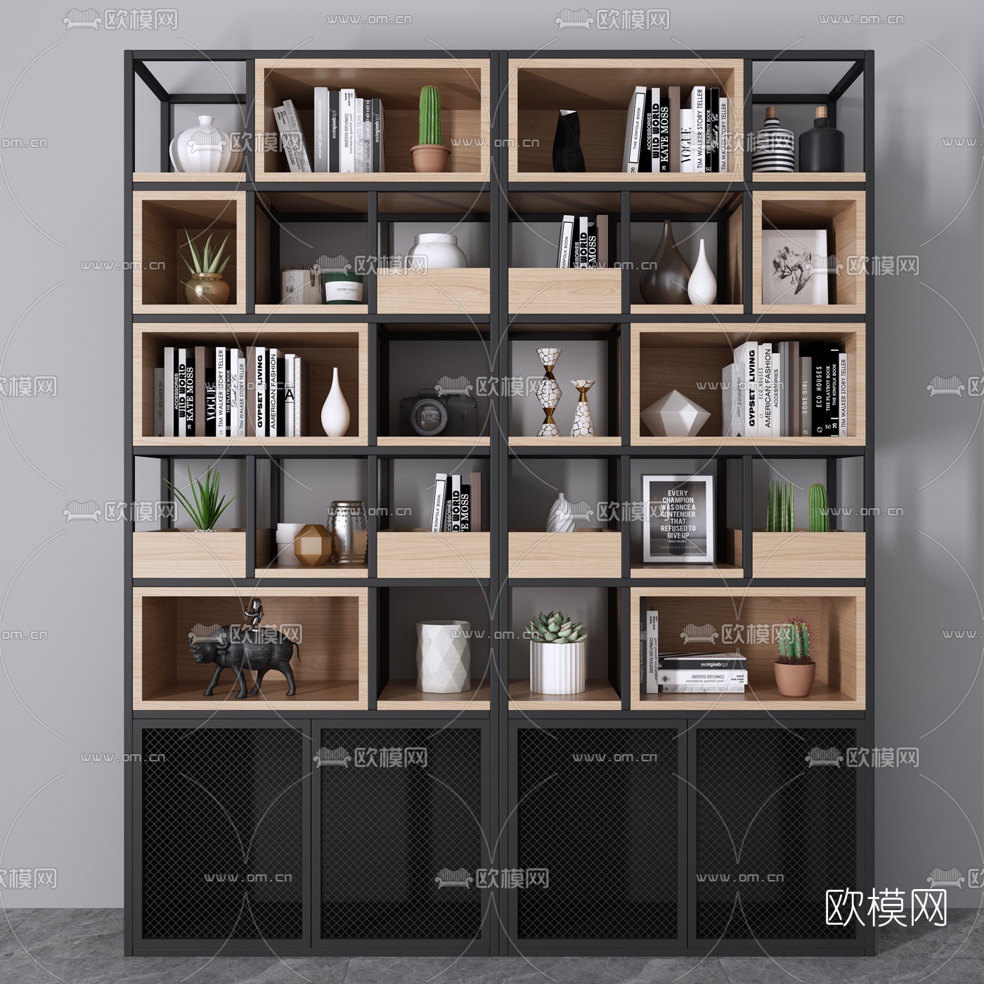 工业风书架装饰架3d模型下载
