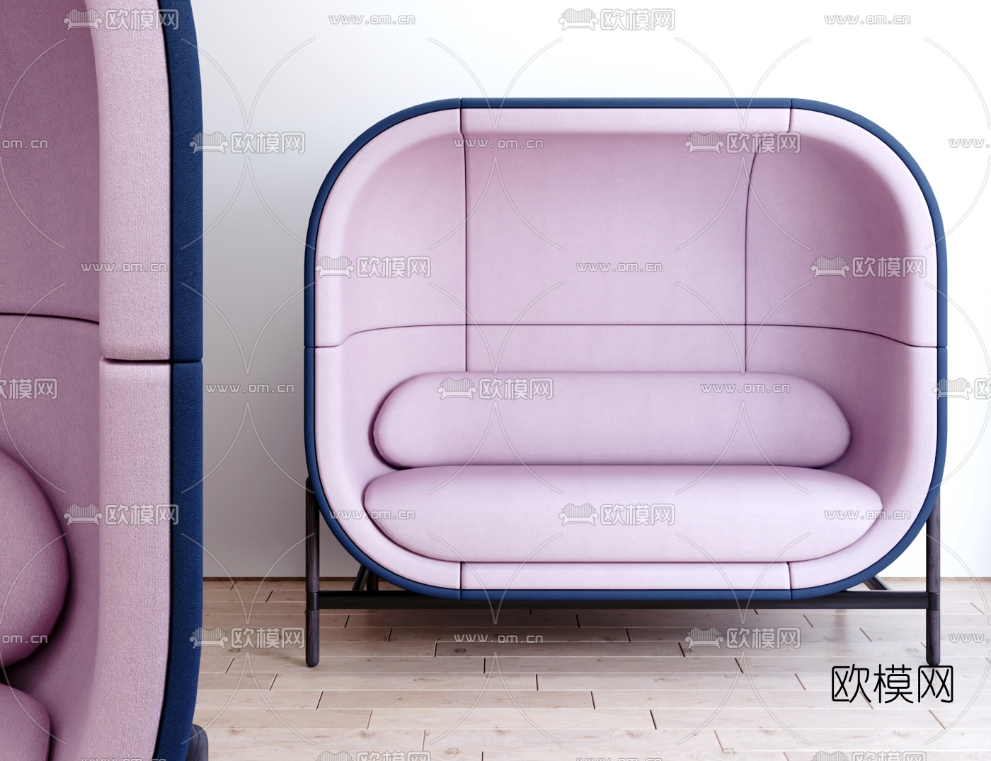 现代布艺休闲沙发su模型下载（渲染图1）