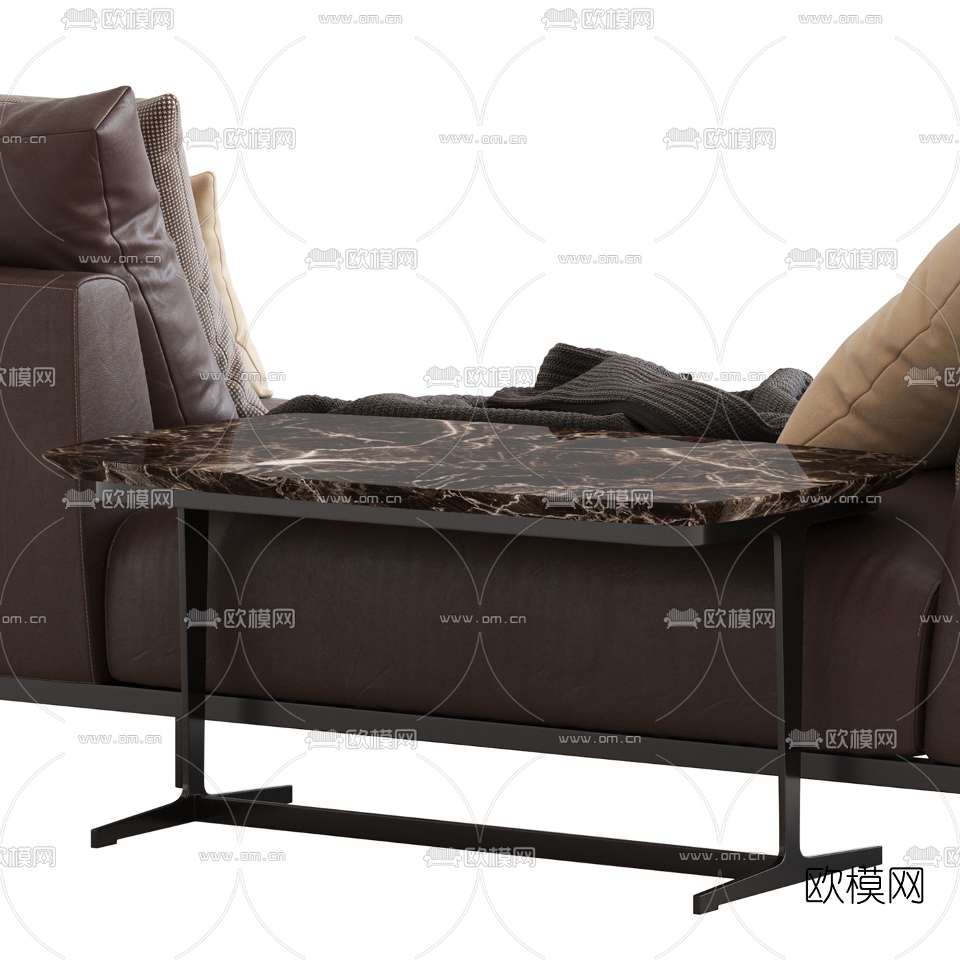 现代皮革贵妃椅3d模型下载（渲染图3）