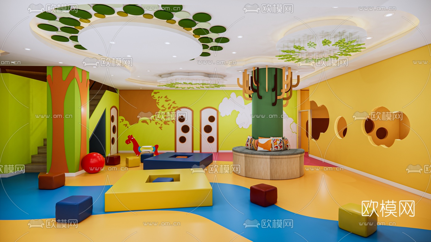 现代幼儿园活动室su模型