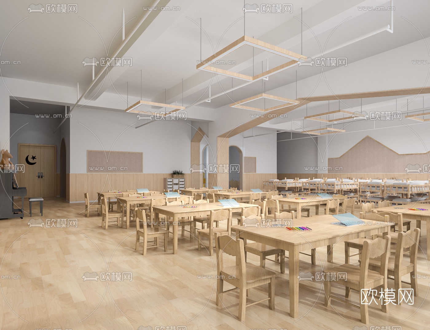 北欧幼儿园教室卫生间3d模型下载（渲染图1）