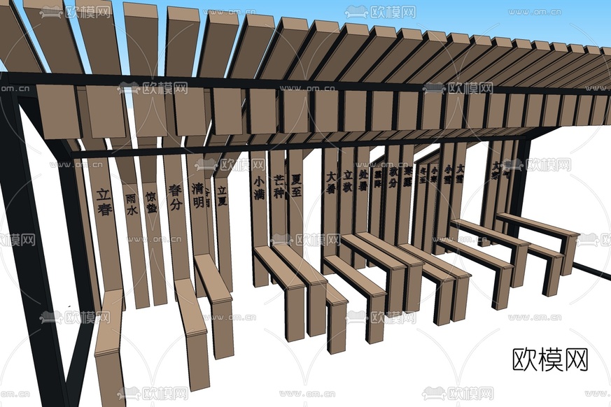 现代廊架免费su模型下载_ID10185132_sketchup模型下载-欧模网