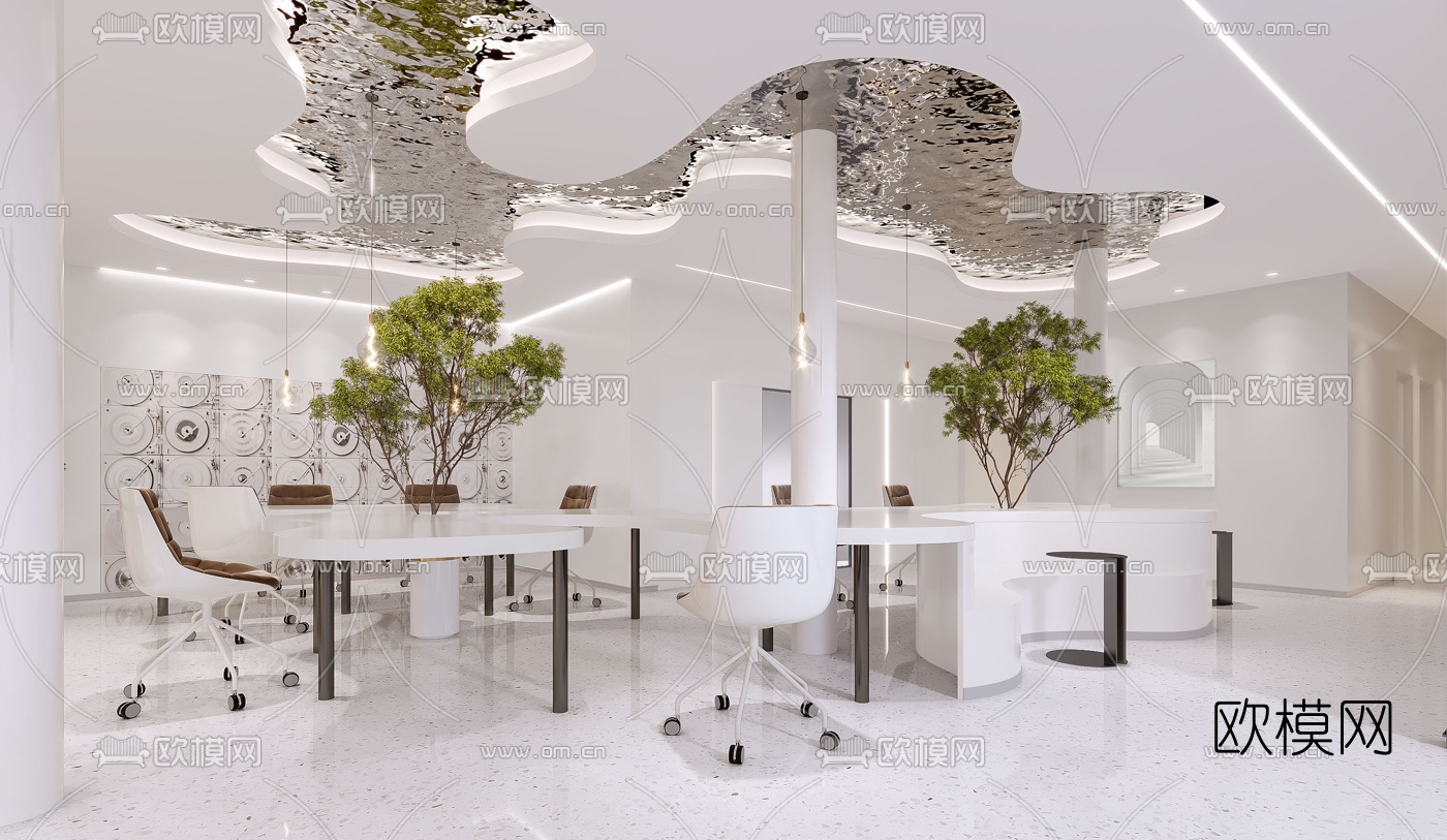 现代办公休闲娱乐区3d模型下载（渲染图3）