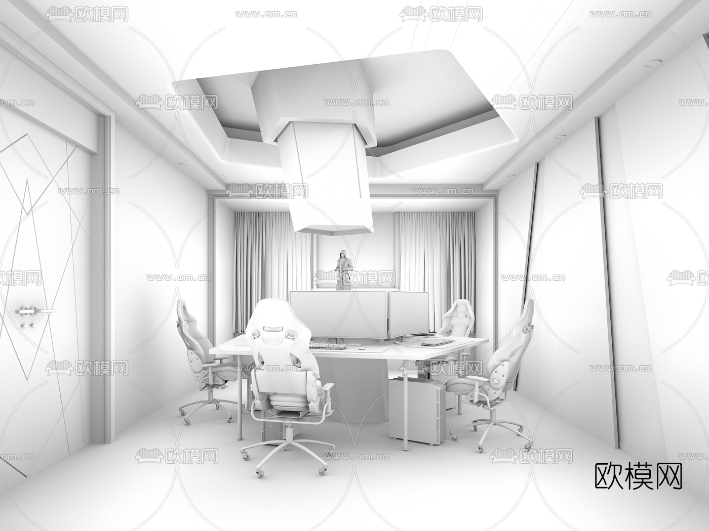 现代网咖包间3d模型