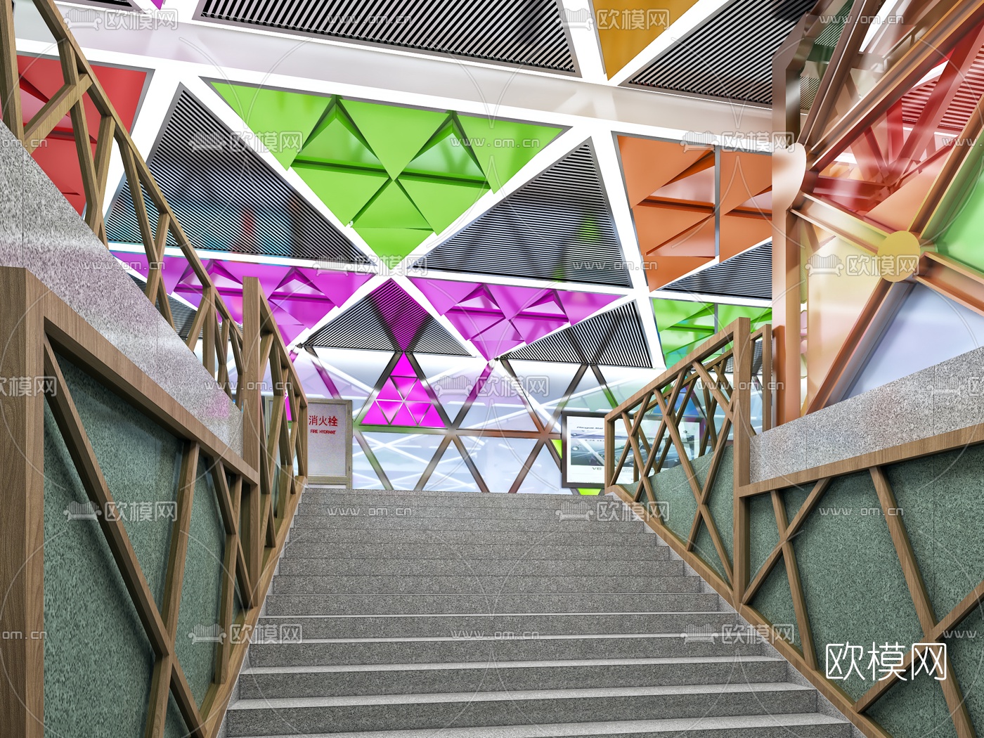 现代地铁站台通道3d模型