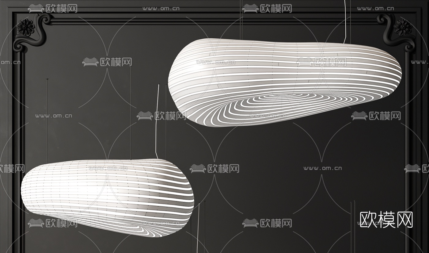 北欧白色螺纹装饰吊灯3d模型