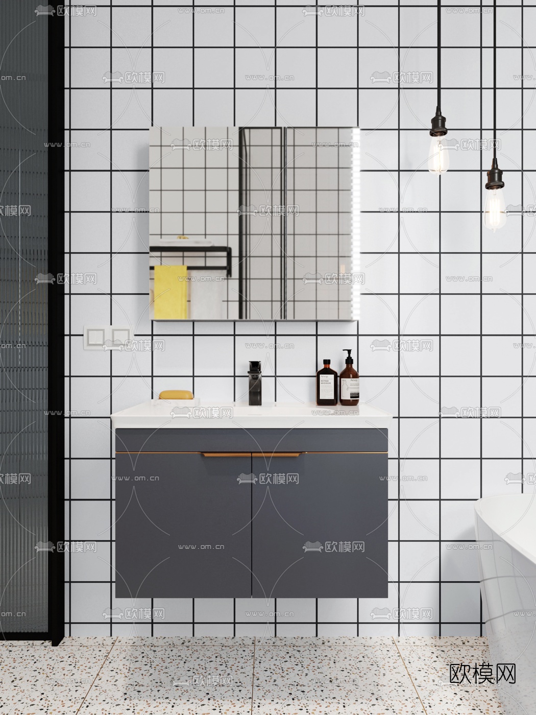 北欧卫生间浴室3d模型下载（渲染图2）