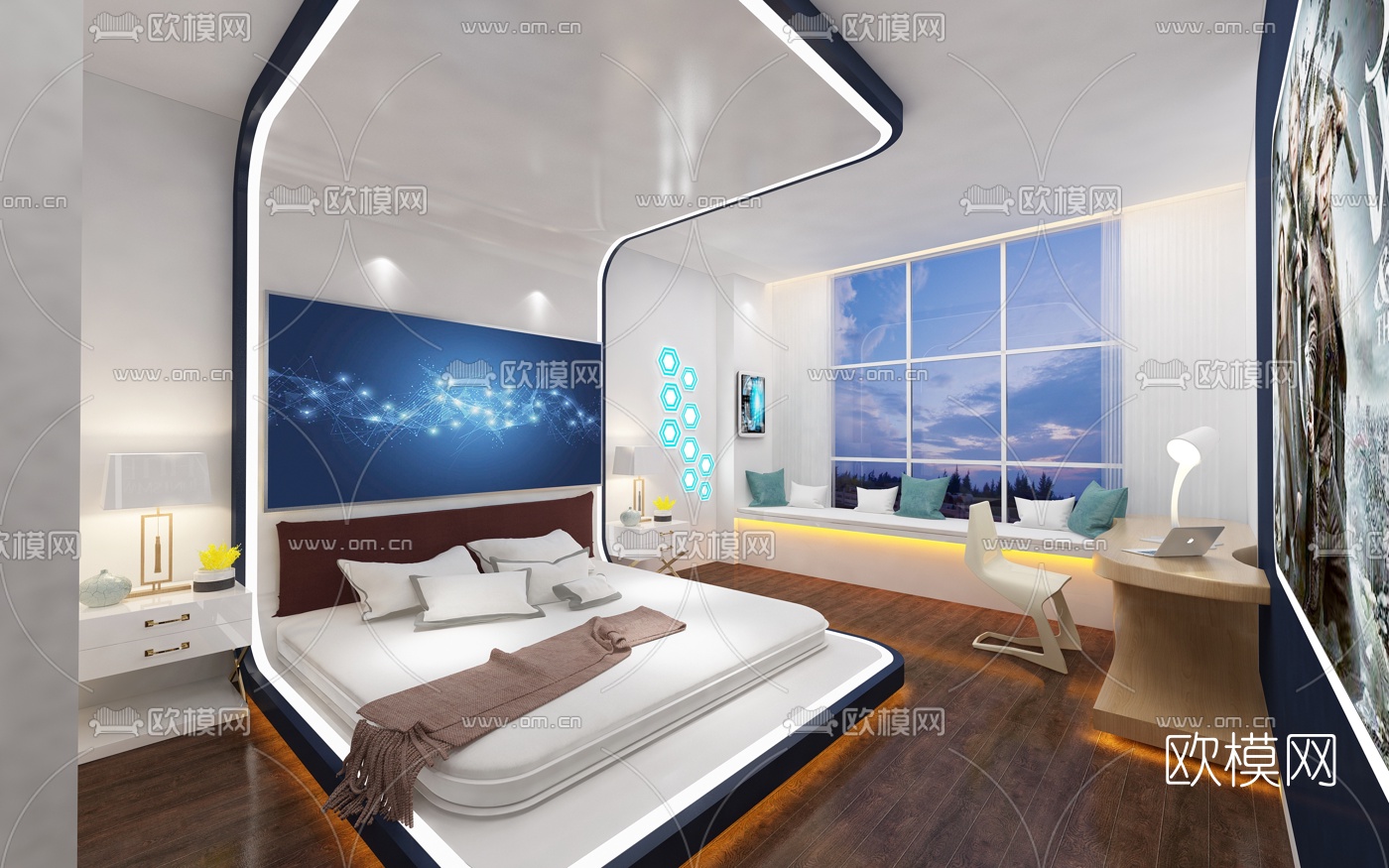 现代酒店客房免费3d模型