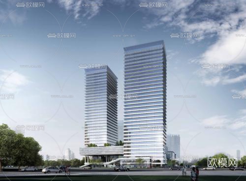 现代办公园区鸟瞰su模型下载（渲染图2）