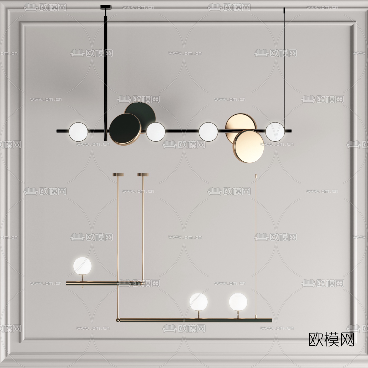 现代轻奢金属吊灯3d模型