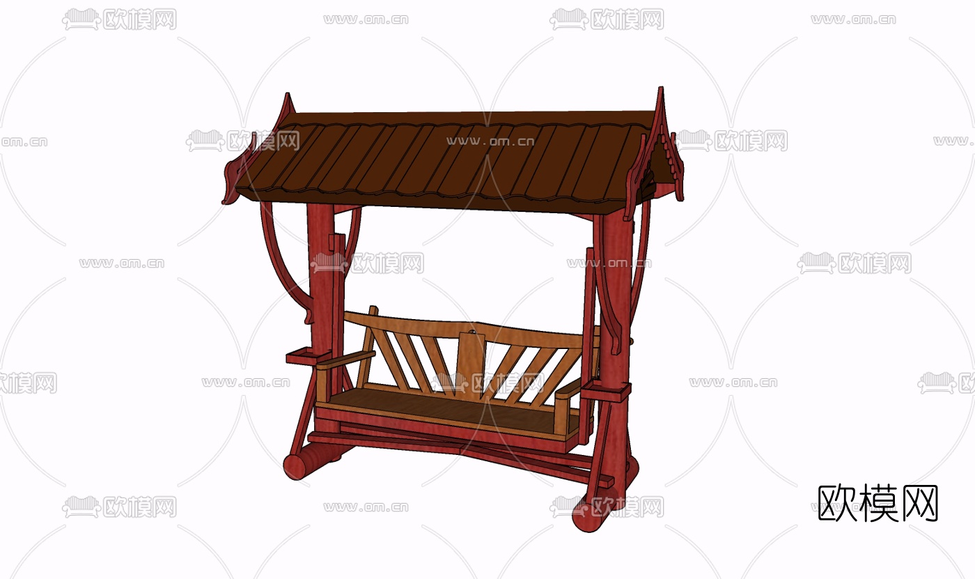现代实木吊椅免费su模型下载