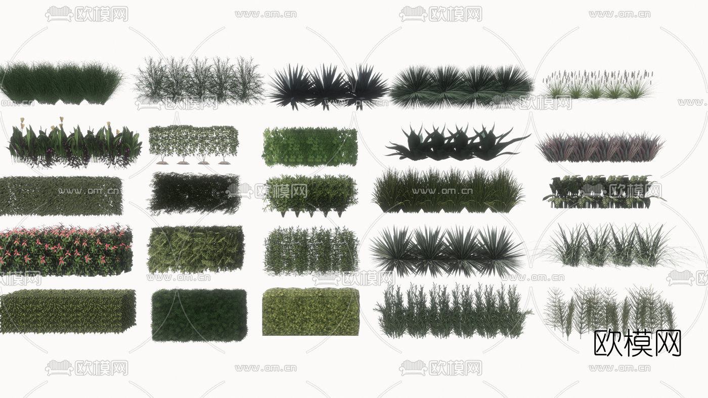 现代植物绿篱灌木地被su模型下载