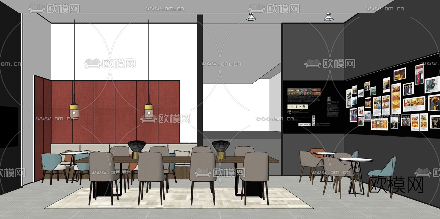 现代民宿套间休闲区su模型下载（渲染图2）