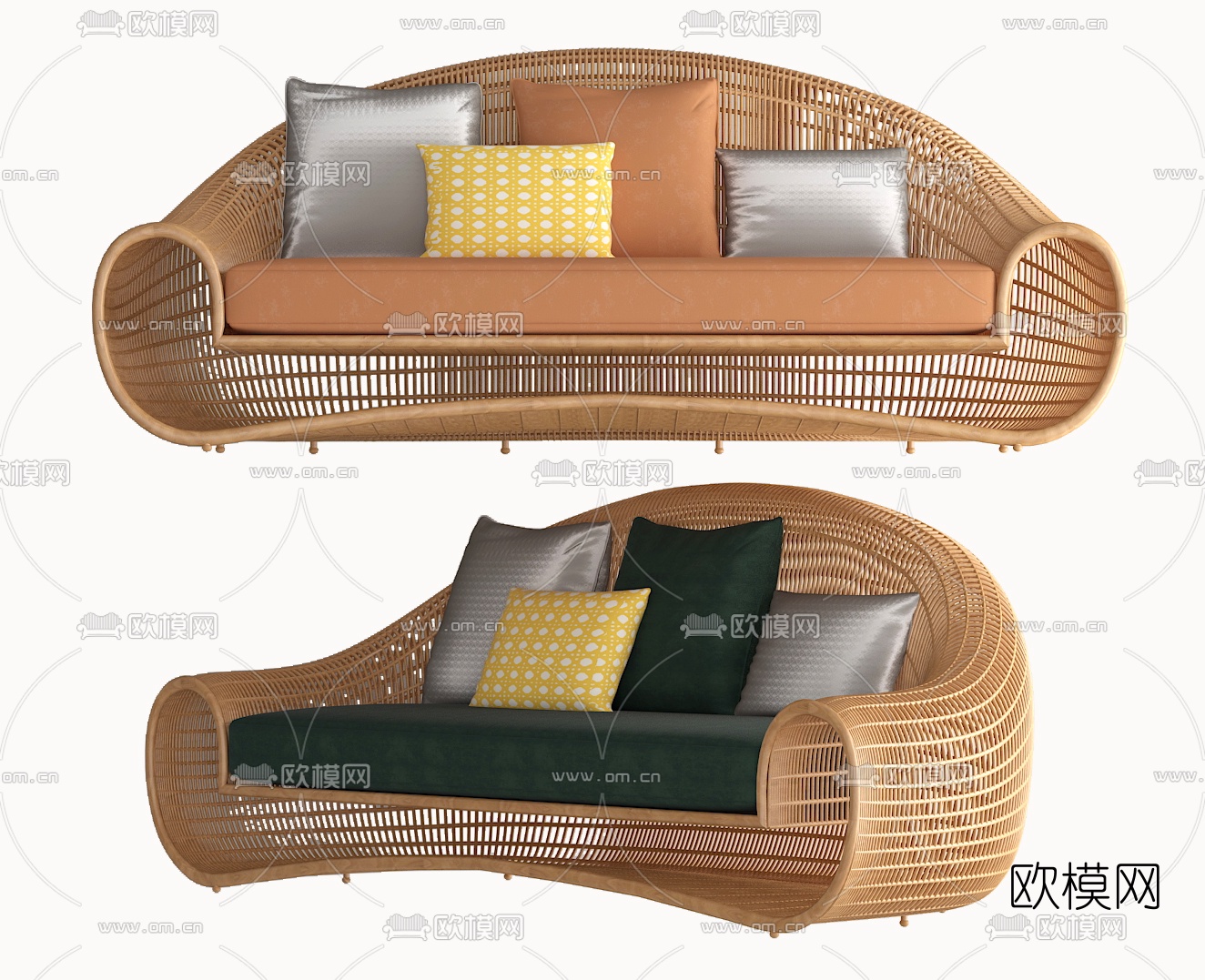 东南亚藤编户外沙发3d模型下载
