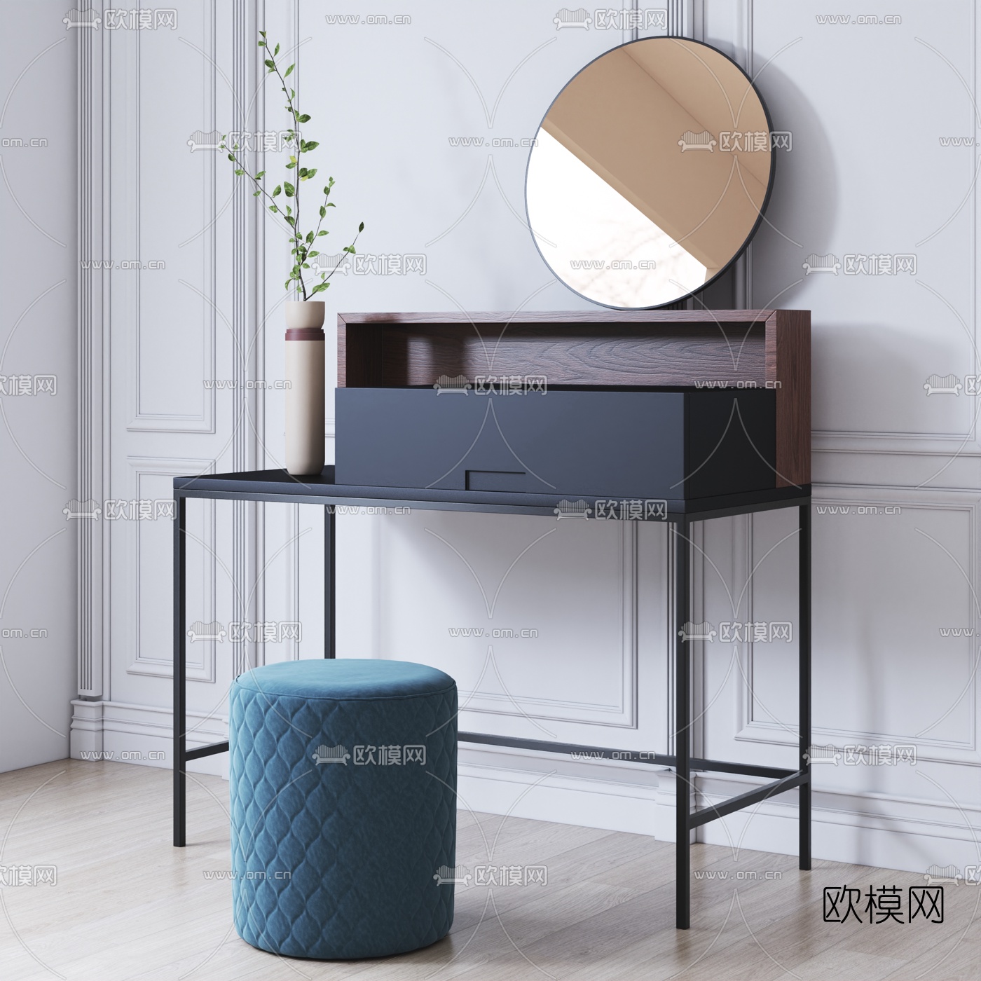 北欧实木梳妆台3d模型