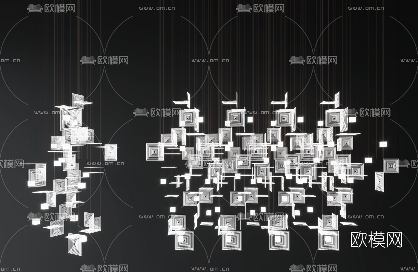 现代水晶装饰吊灯3d模型下载