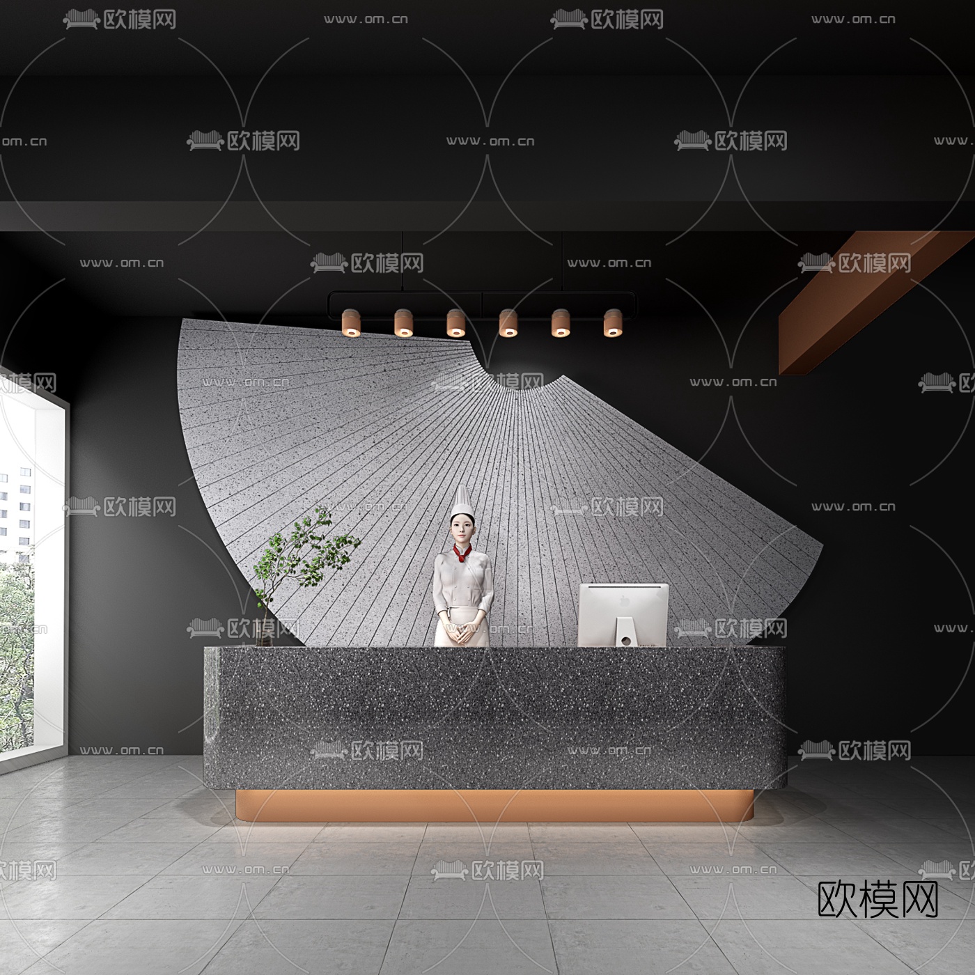 现代餐饮前台接待台3d模型