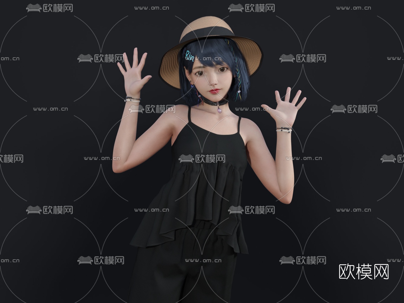 现代小女孩人物3d模型下载（渲染图2）