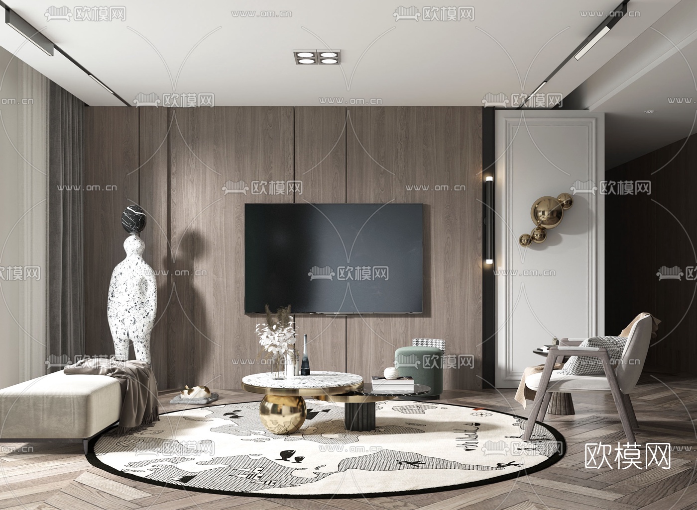 现代客厅3d模型