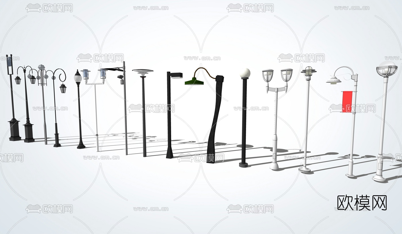 欧式户外路灯su模型下载（渲染图2）