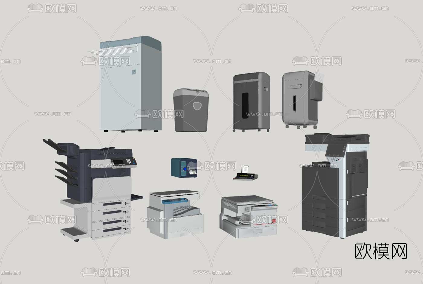现代办公打印机su模型下载（渲染图2）