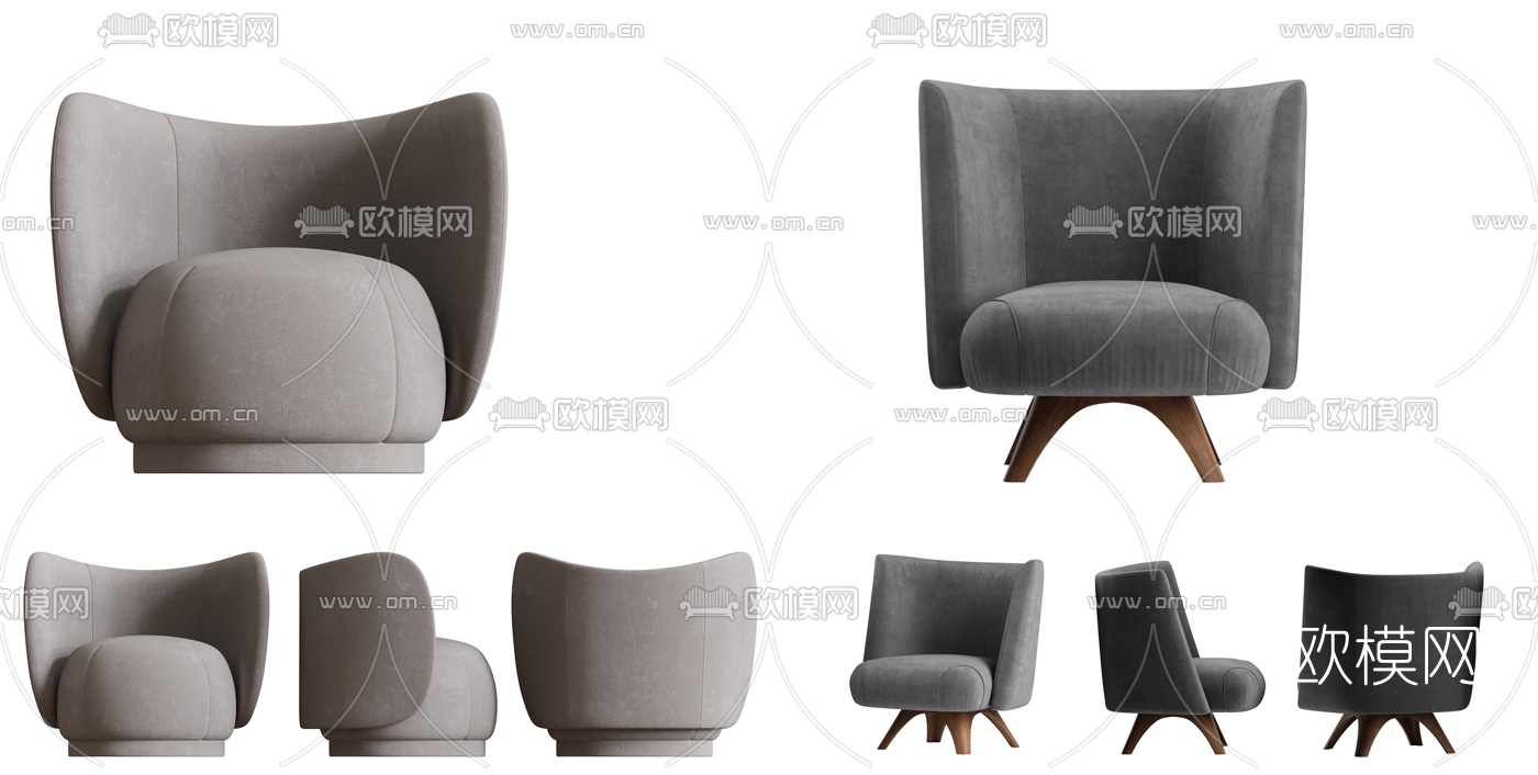 现代布艺休闲沙发3d模型下载（渲染图1）