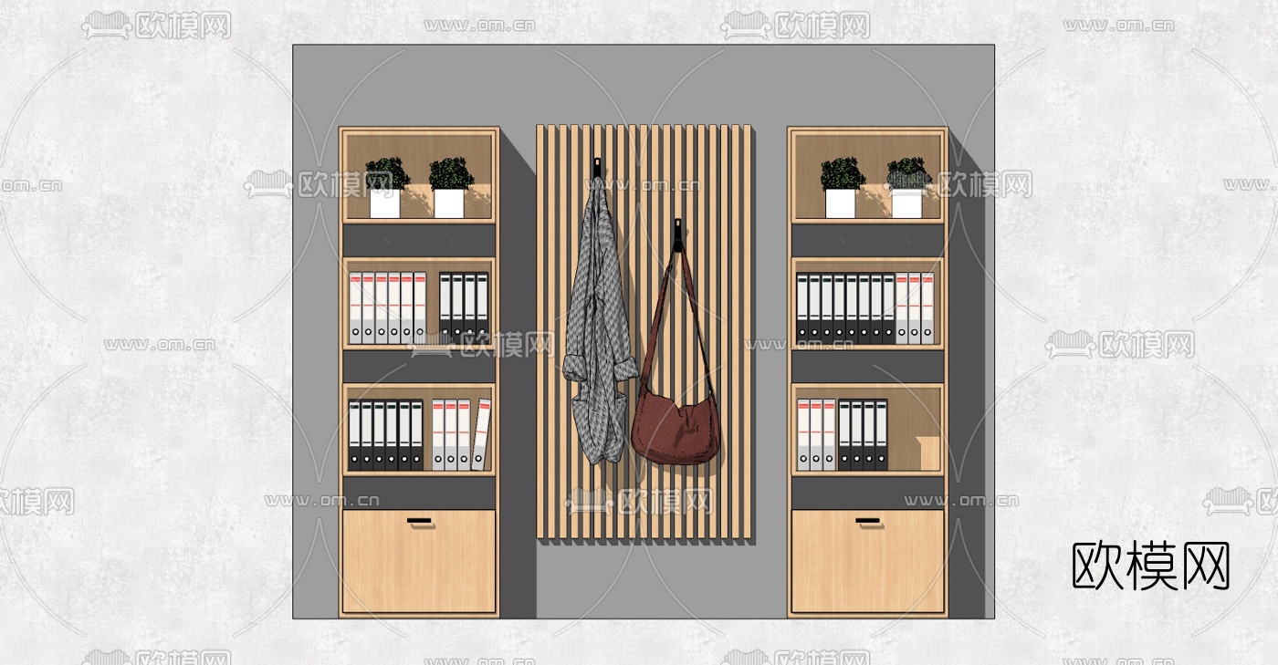 日式置物架su模型下载（渲染图2）