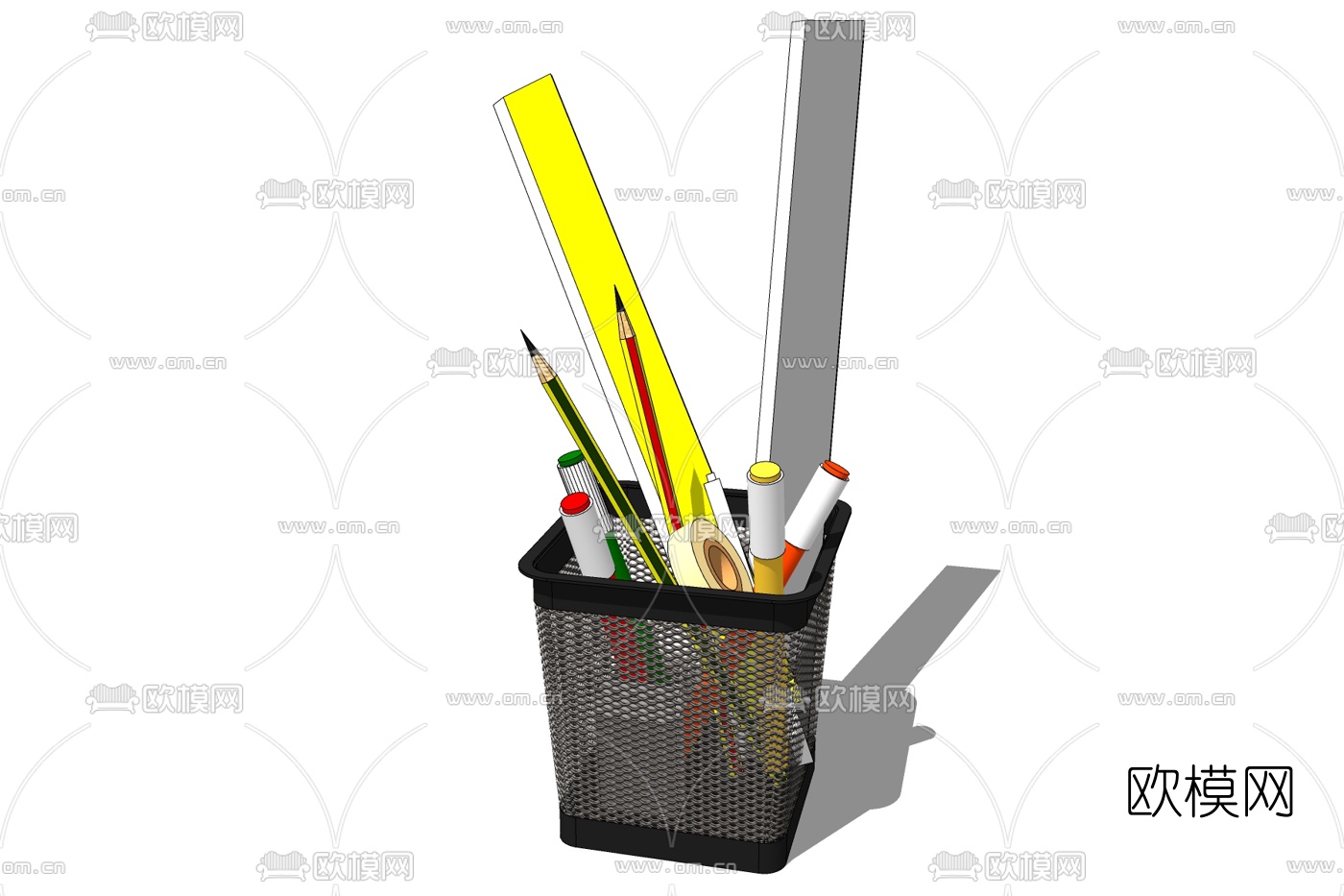 现代笔筒免费su模型下载