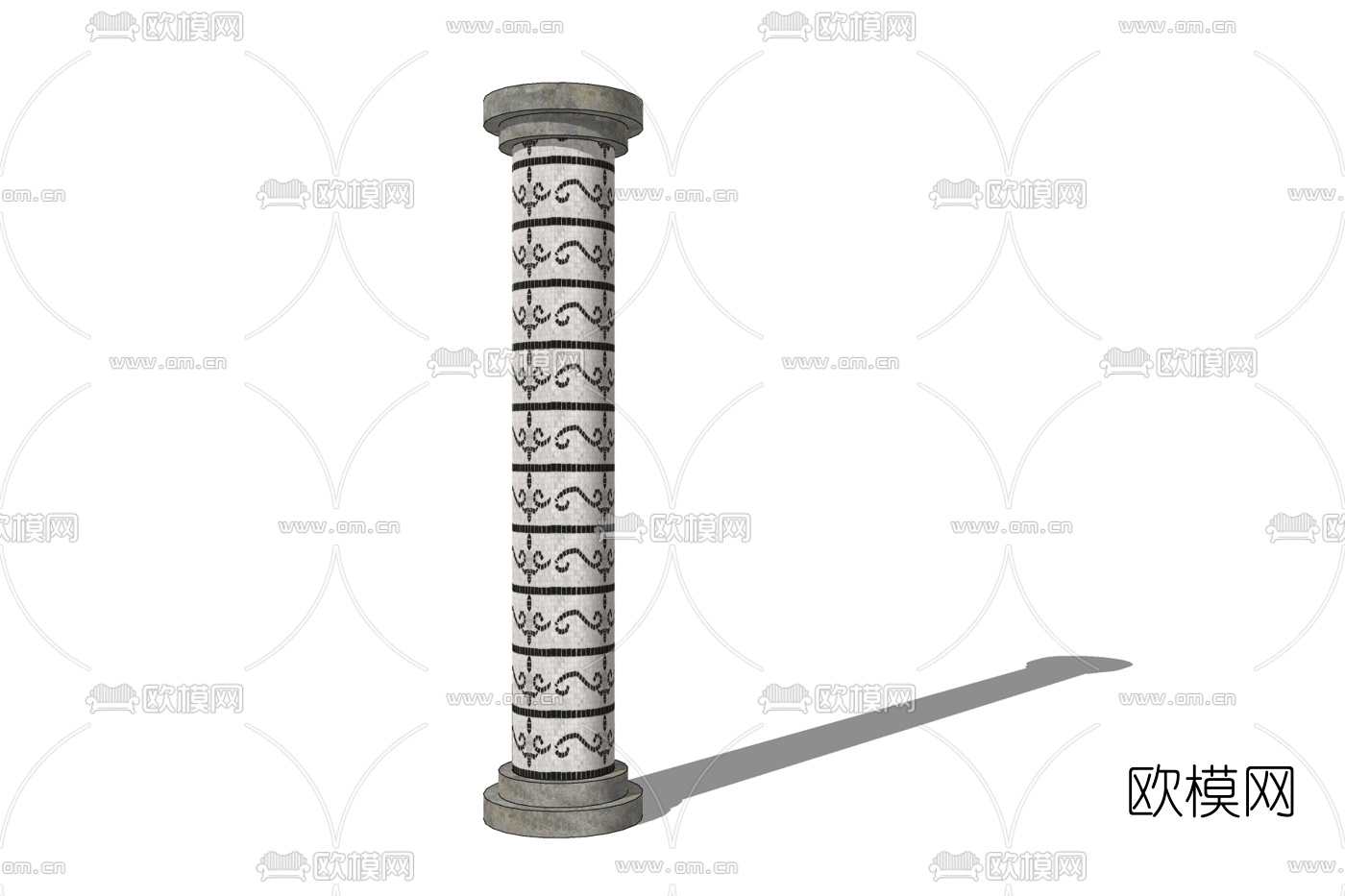 现代圆形雕花柱子免费su模型下载