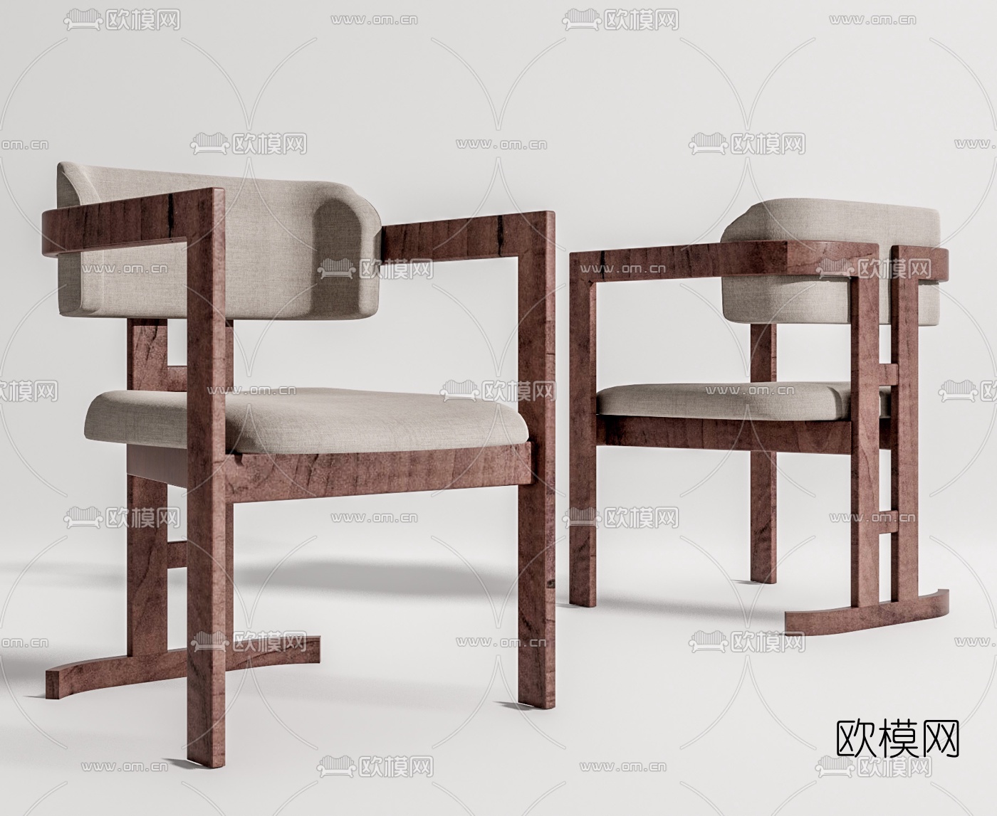 现代实木休闲椅su模型下载（渲染图1）