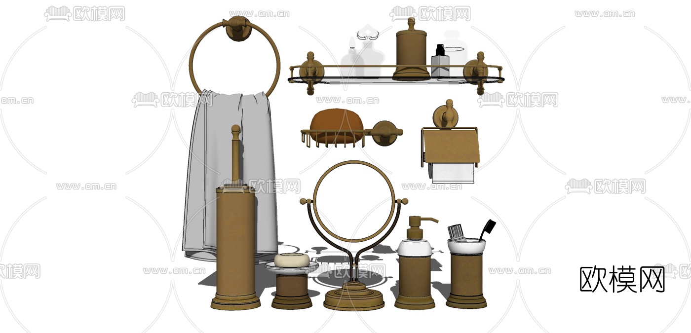 现代卫浴架毛巾架su模型下载