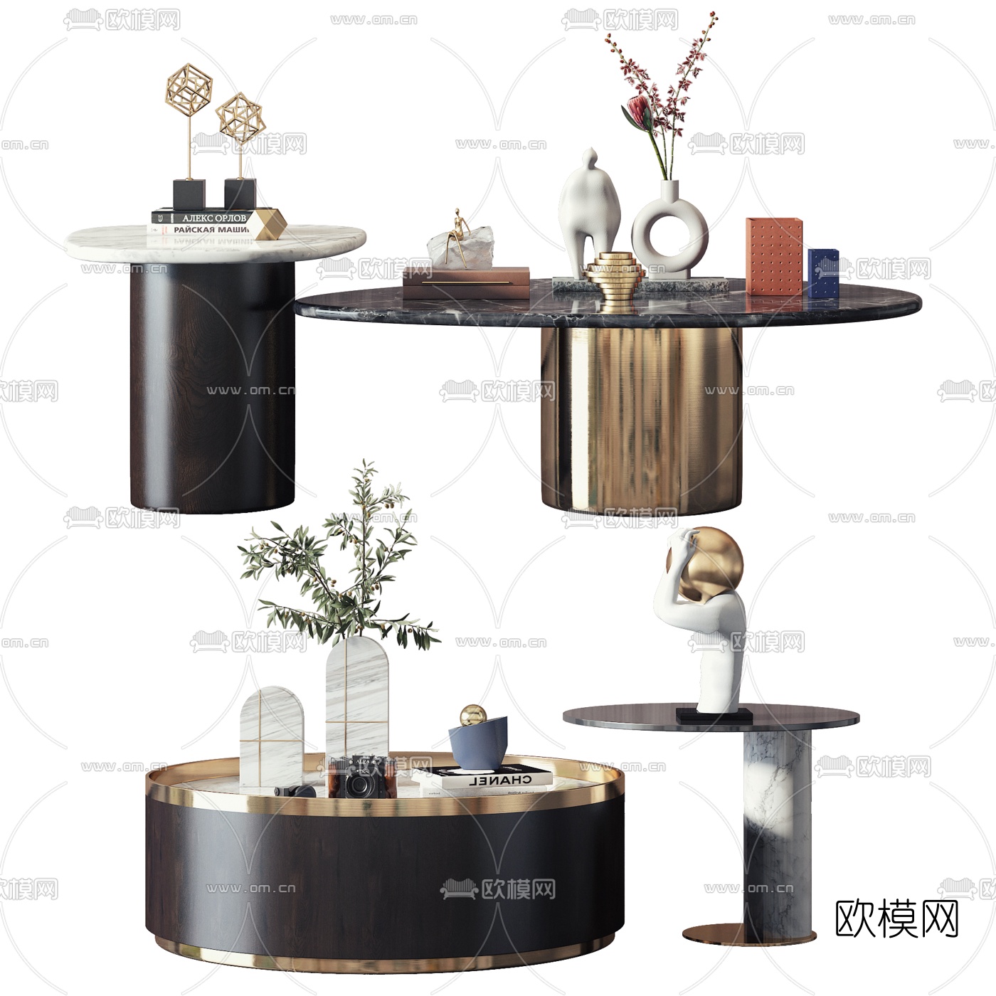 现代轻奢子母茶几3d模型