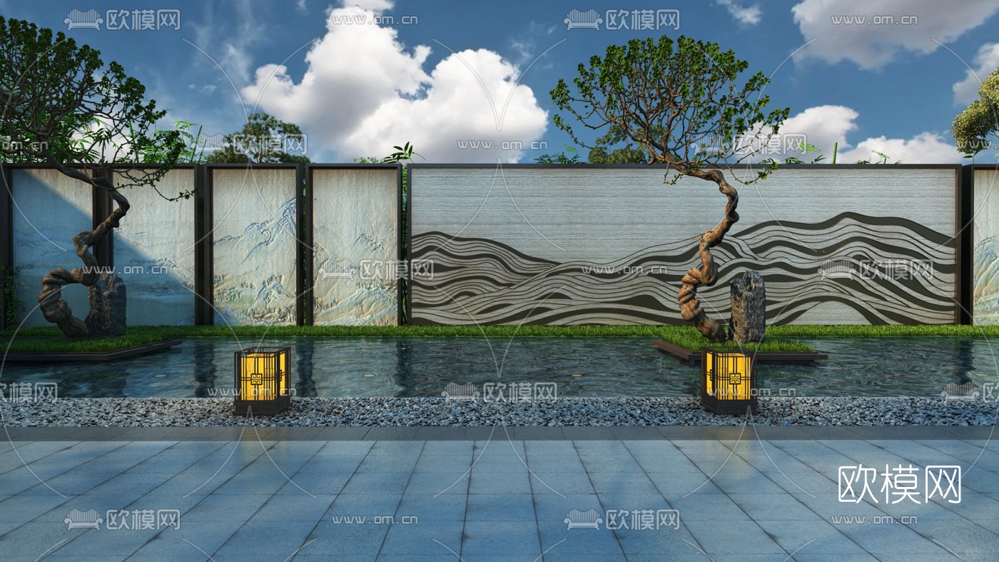 中式园林庭院3d模型