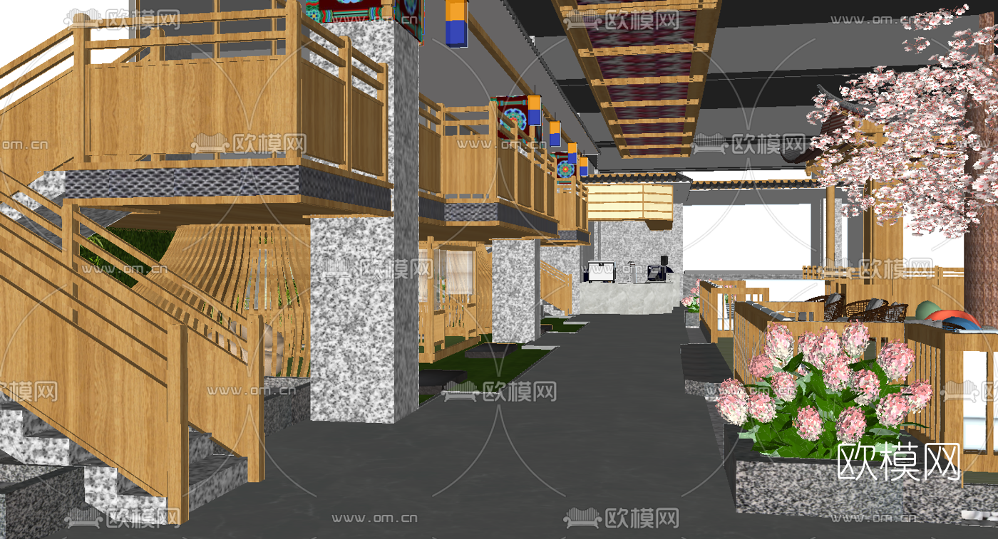 日式汗蒸浴场su模型下载（渲染图4）