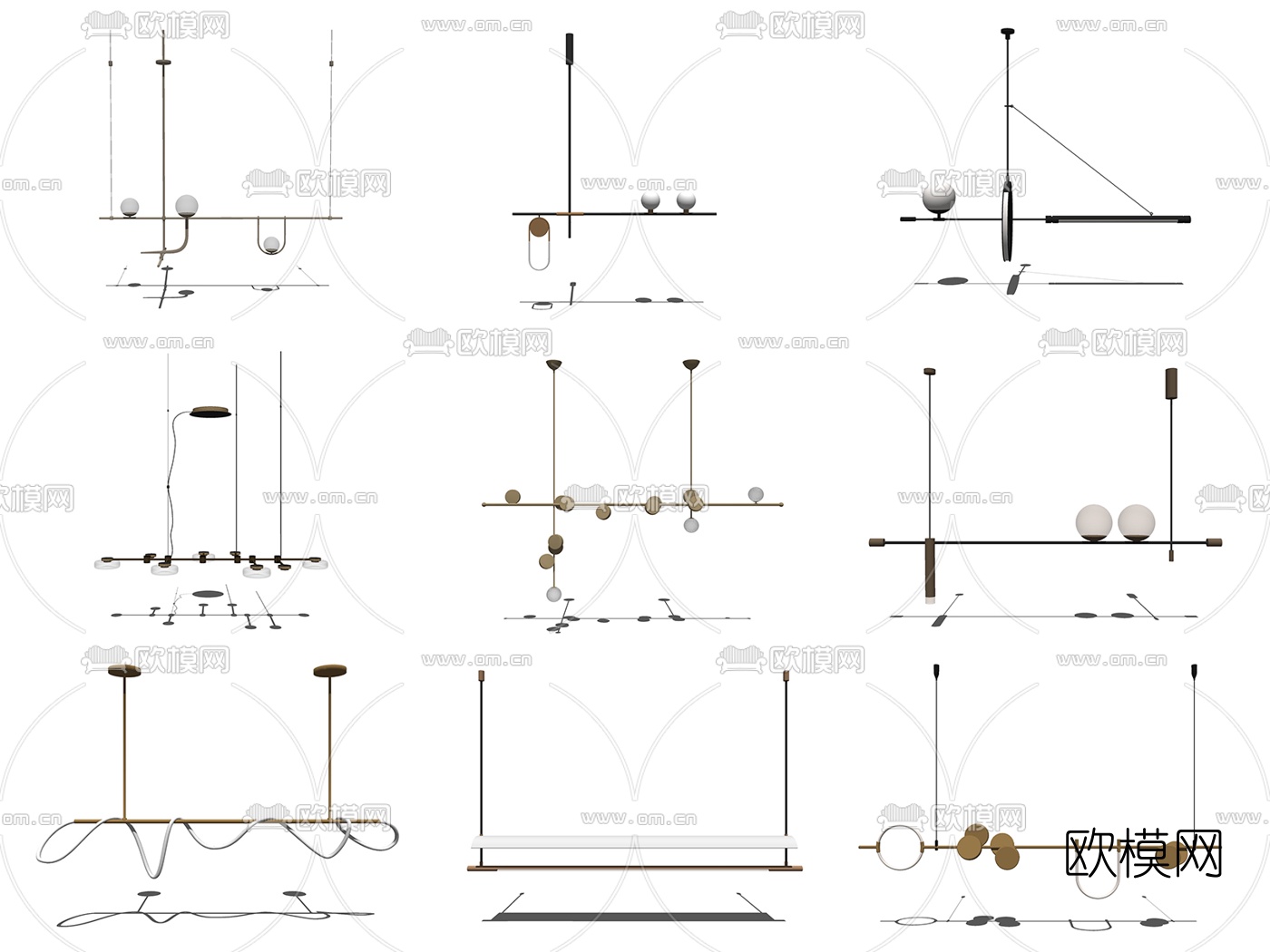 新中式吊灯su模型下载