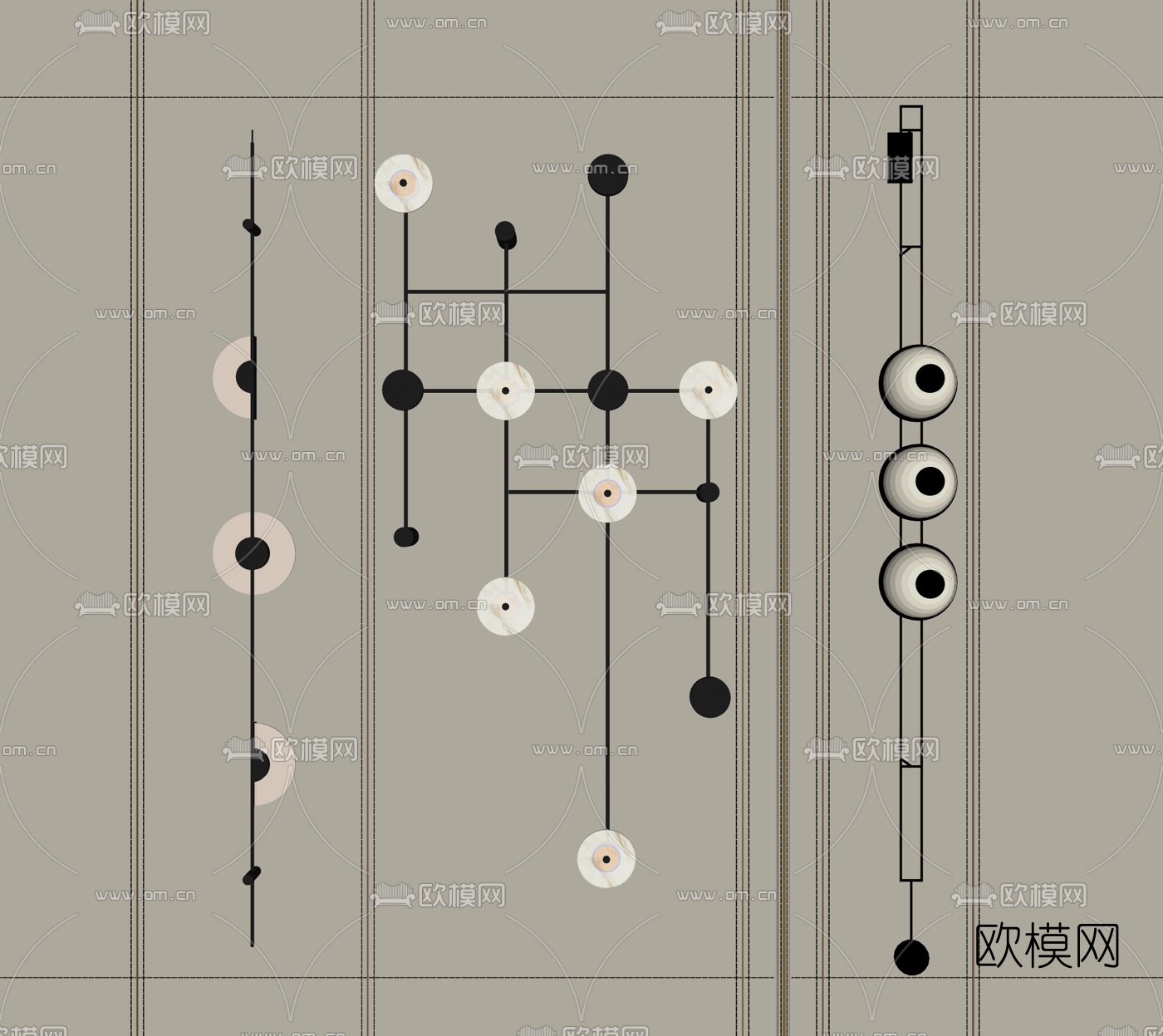 现代金属壁灯su模型下载
