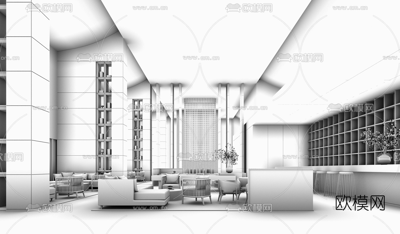 现代售楼部洽谈区3d模型