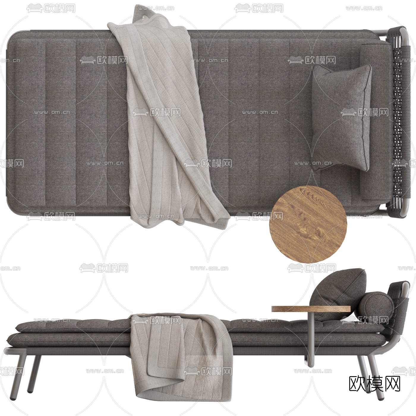 Meridiani  现代床尾凳3d模型下载（渲染图3）