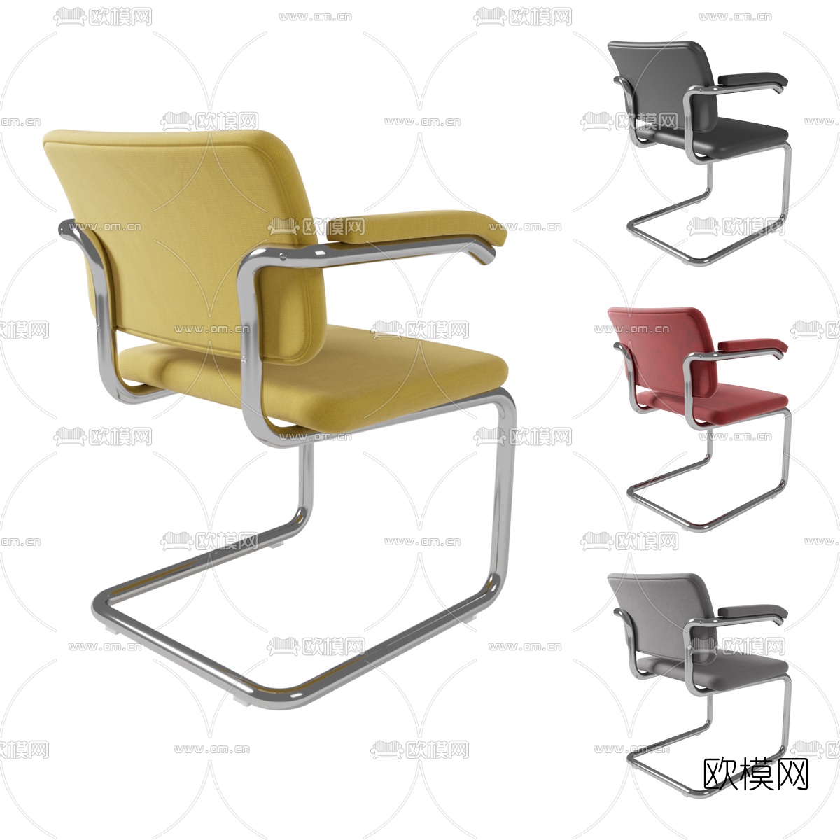 现代班前椅办公椅3d模型下载（渲染图4）