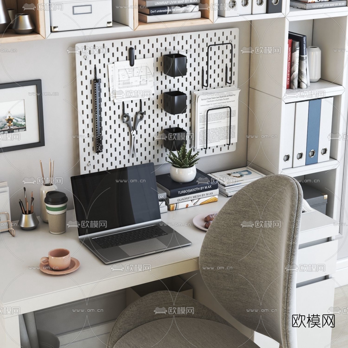 现代书桌椅3d模型