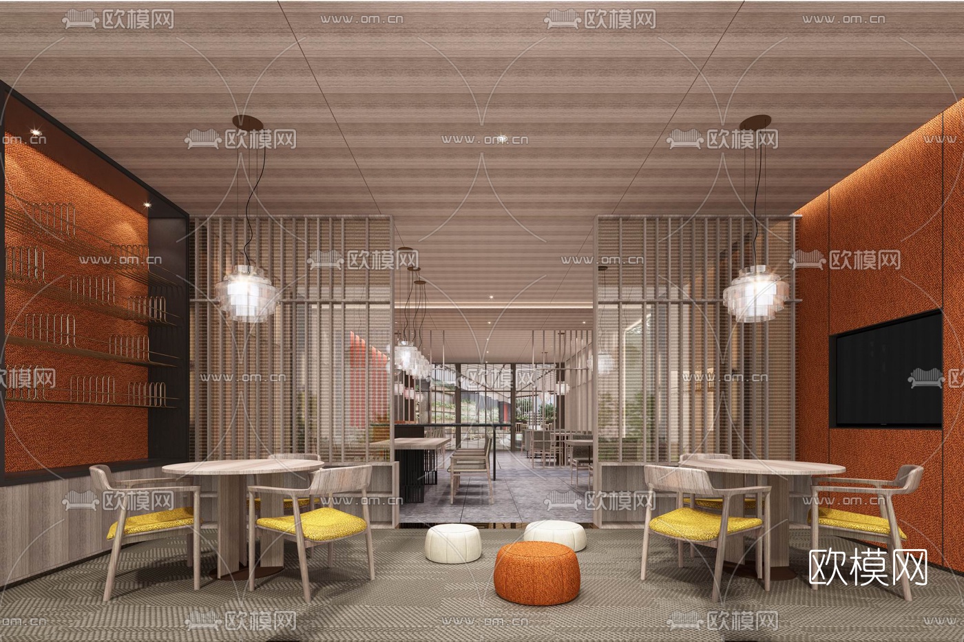 新中式餐厅3d模型