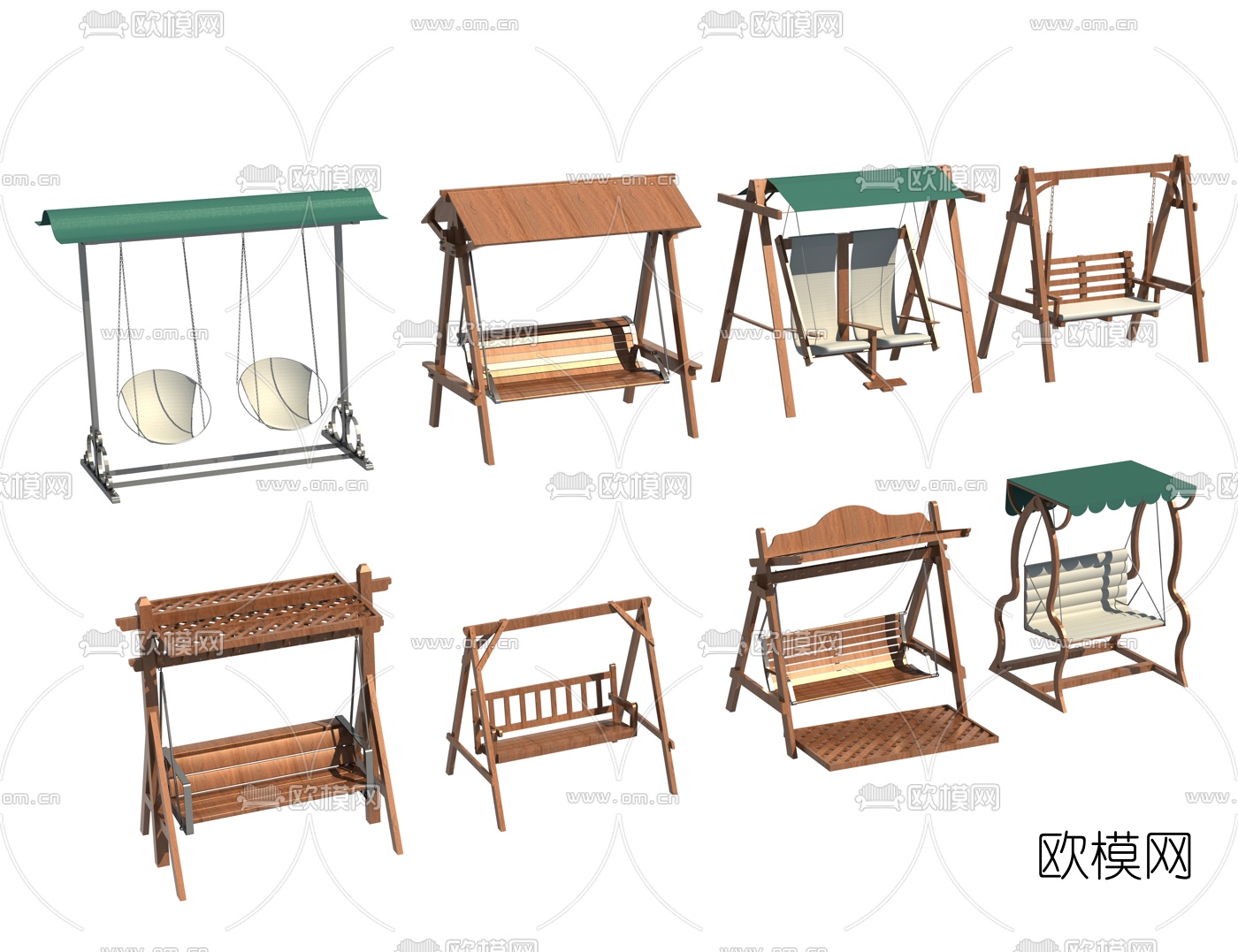 北欧户外吊椅秋千3d模型下载